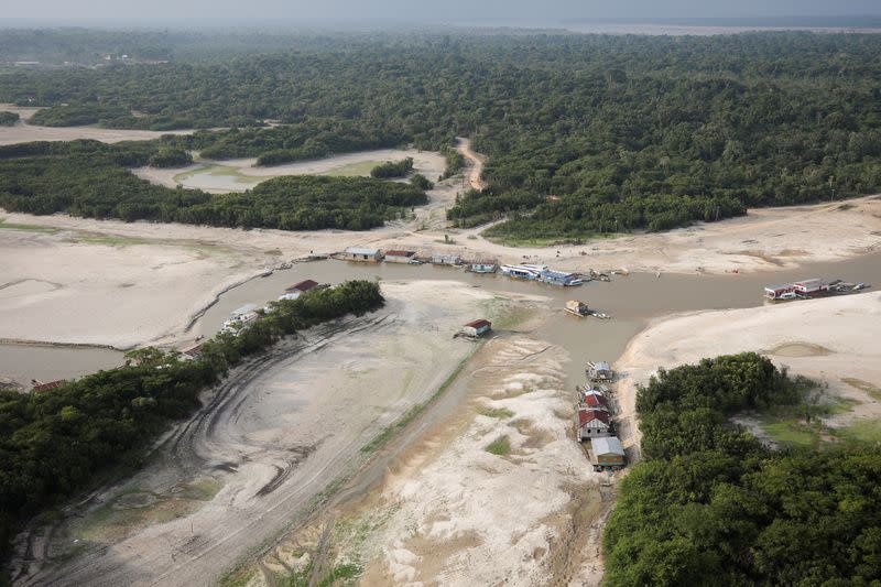 FILE PHOTO: Aerial view shows the effects of drought in Amazonas state