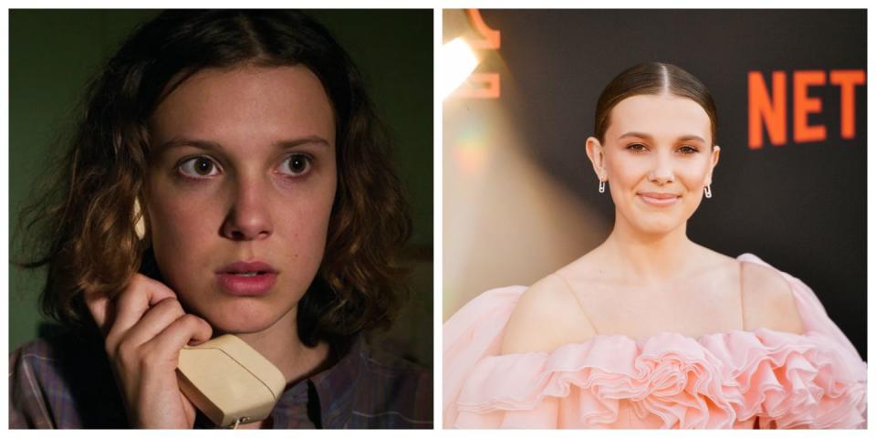 <p>Another <em>Stranger Things</em> character who looks quite different than the celebrity playing her is Eleven, especially from season one. In the beginning, when Eleven had a shaved head, she looked unrecognizable from Millie Bobby Brown. Even in season three, with a messy short bob, Eleven could still be a completely different person than Brown, who is known for being fashion-forward. </p>