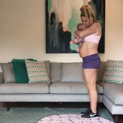 Mum Anna is back to gentle exercises just a few days after welcoming daughter Madi. Photo: Instagram