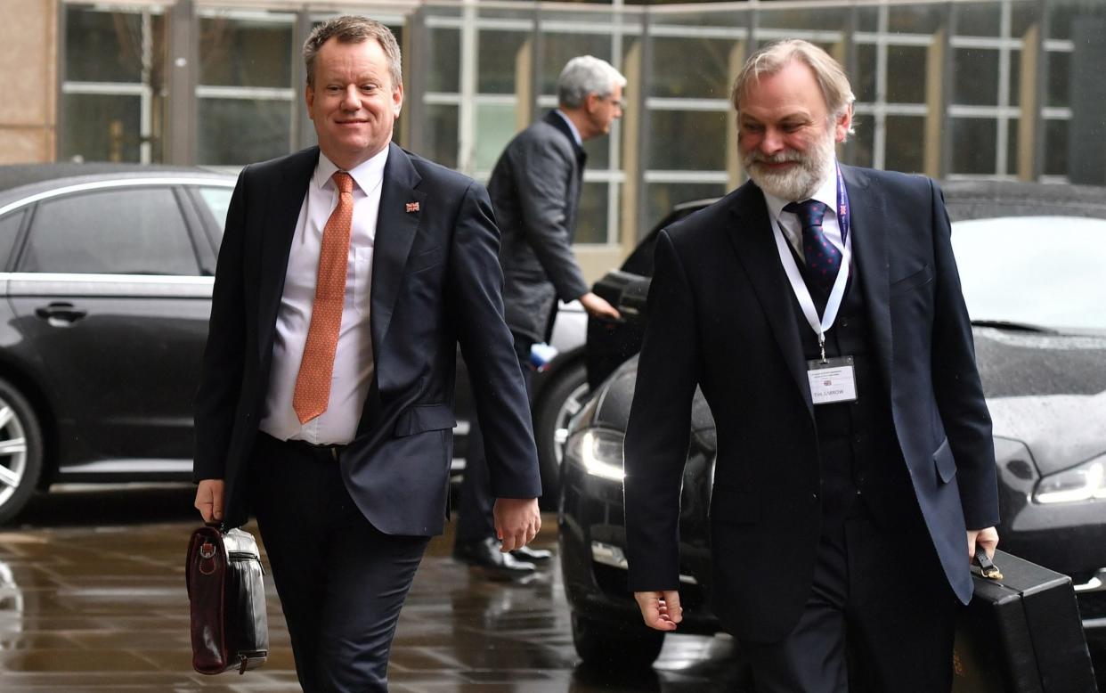 David Frost (left), the UK's chief negotiator, arrives in Brussels before the coronavirus pandemic forced talks online. - Leon Neal /Getty Images Europe 