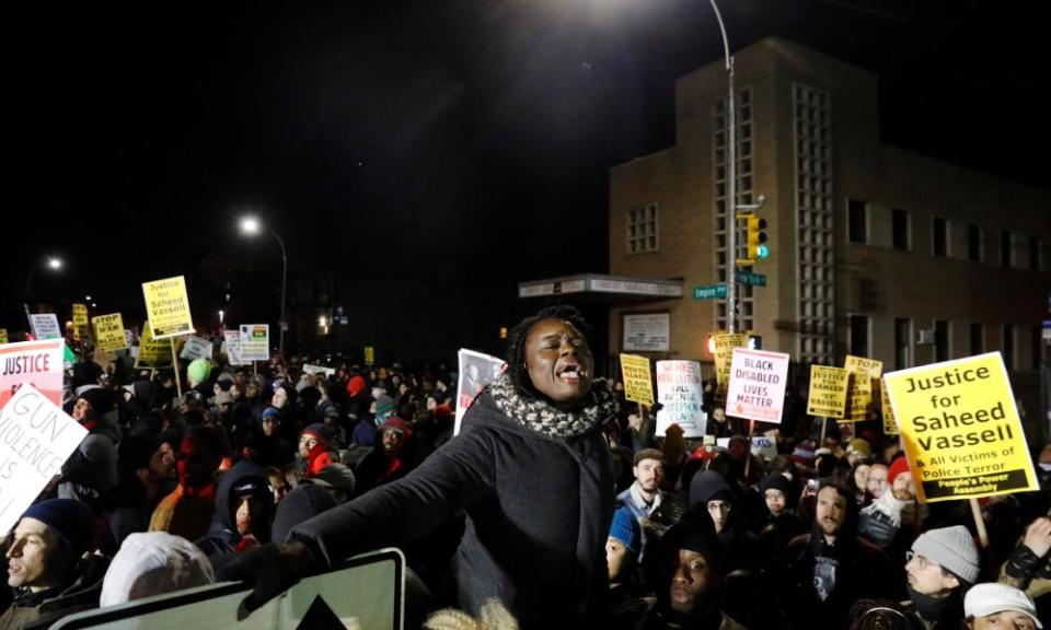 Demonstrators protested into the evening.