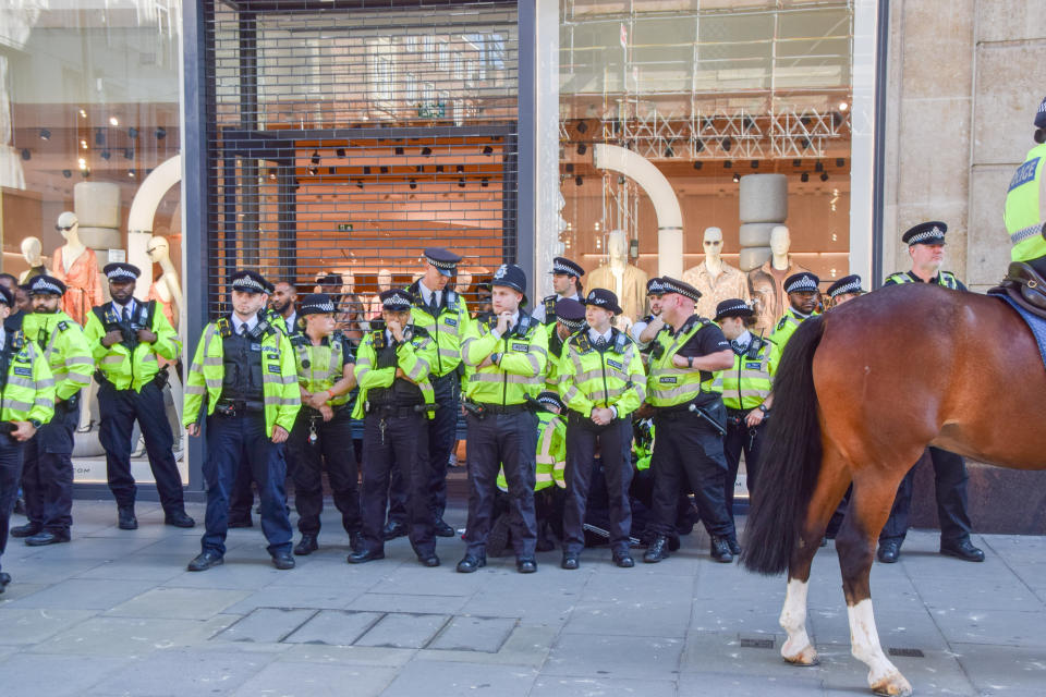 There was a large police presence on Oxford Street on Wednesday. (Shutterstock)