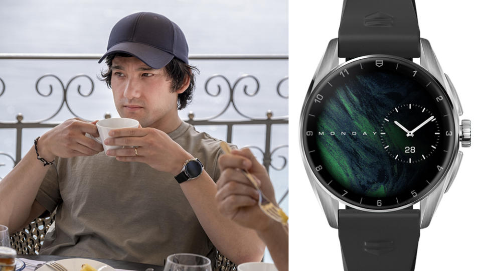 The White Lotus Season 2: Ethan Spiller wearing a TAG Heuer Connected Watch