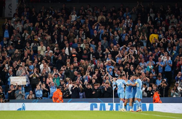 A crowd of 38,062 was at the Etihad Stadium for the visit of Leipzig