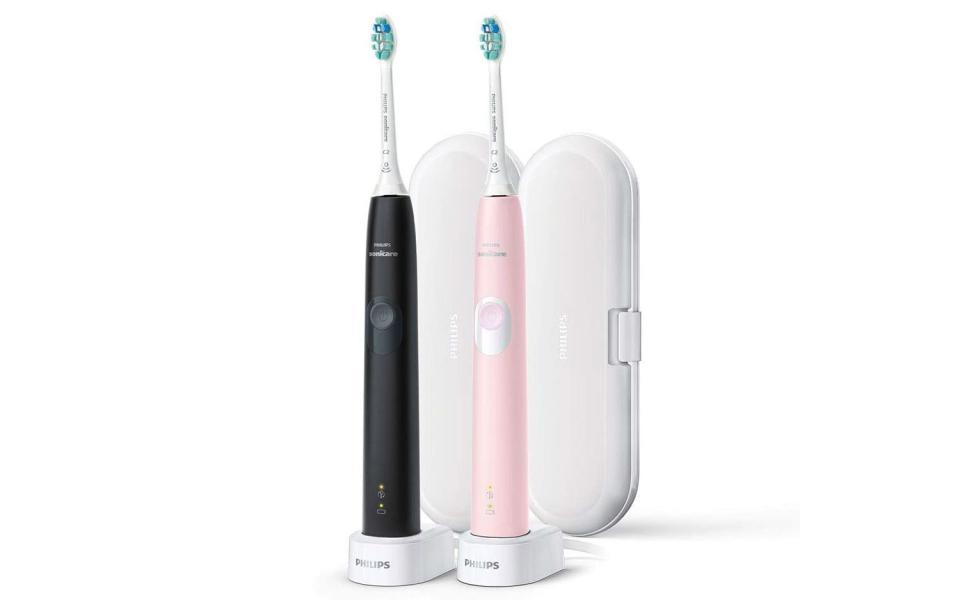 Philips Sonicare ProtectiveClean 4300 Electric Toothbrush with Travel Case, Dual Handle Pack amazon cyber monday - Amazon