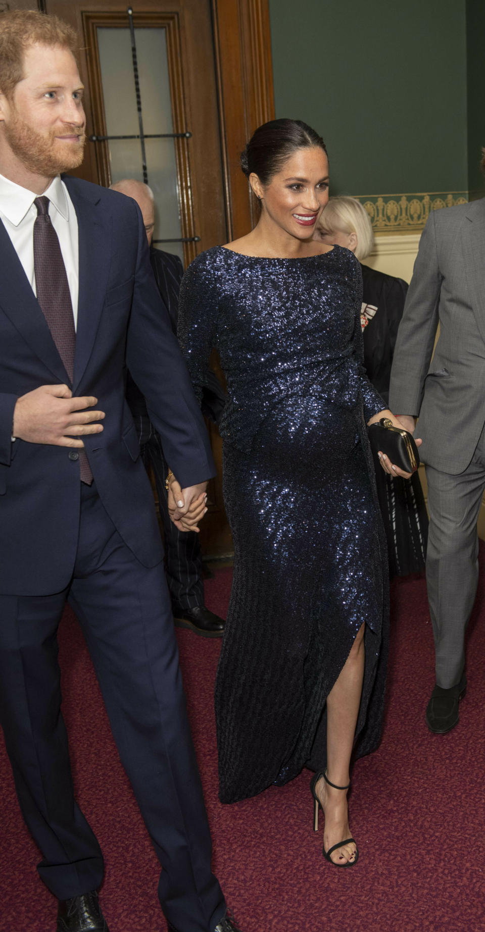 Photo by: KGC-375/STAR MAX/IPx 2019 1/16/19 Prince Harry, The Duke of Sussex and Meghan, The Duchess of Sussex at the premiere of Cirque du Soleil's Totem in support of Sentebale at the Royal Albert Hall on Wednesday 16th January. The evening will raise awareness and funds for Sentebale's work with children and young people affected by HIV in southern Africa. Prince Harry and Meghan met representatives from Sentebale, Cirque du Soleil and Totem, including members of the cast.