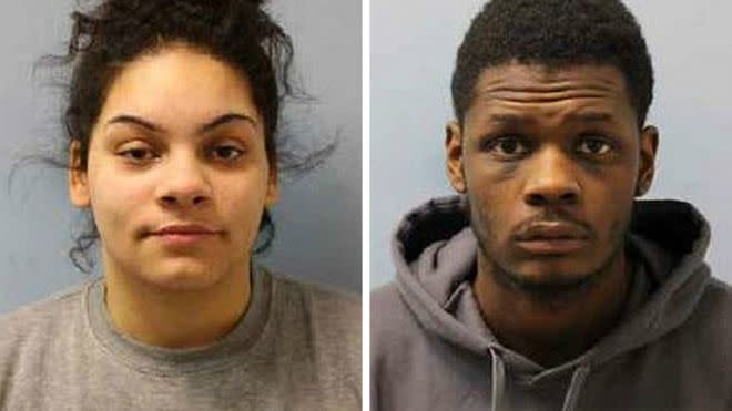 Harief Pearson, 22, right and Kydie McKenna. The pair, and a 16-year-old girl, attacked a pregnant 17-year-old and poured laundry detergent down her throat in a bid to make her miscarry. (CPS)