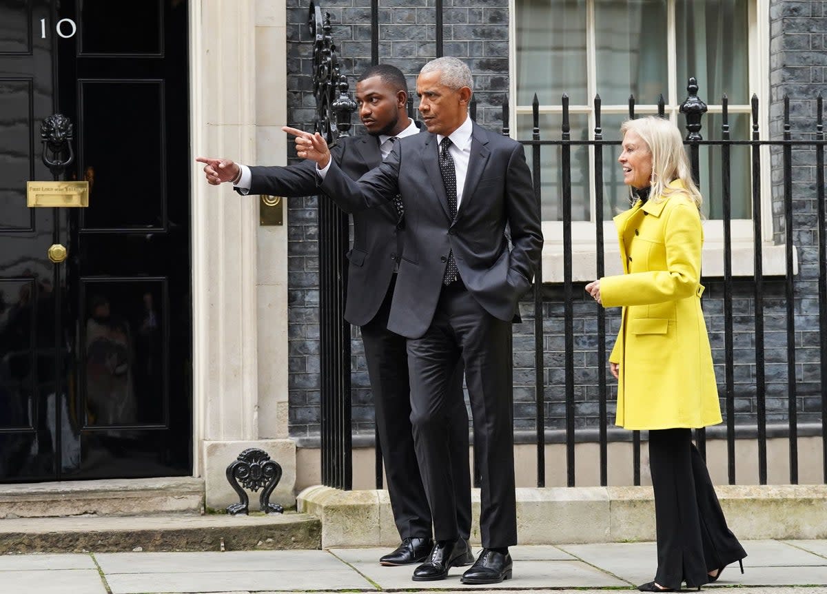 Former US president Barack Obama with United States ambassador to the United Kingdom Jane Hartley (PA Wire)