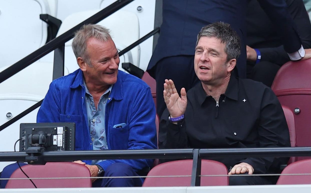 Noel Gallagher at the West Ham v Man City Premier League game in London on August 31