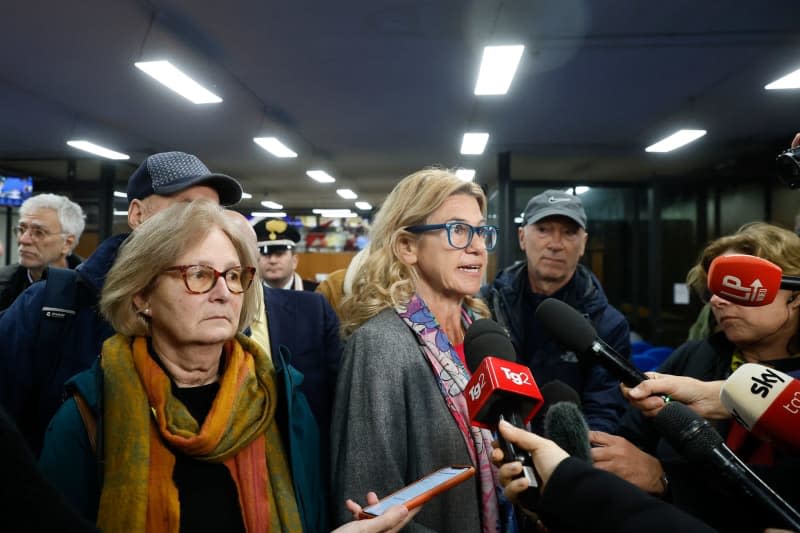 Alessandra Ballerini (C), lawyer of the Regeni family, speaks with the press after attending the trial of four Egyptian security officers accused of killing Italian doctoral student Giulio Regeni in Cairo eight years ago. Cecilia Fabiano/LaPresse via ZUMA Press/dpa