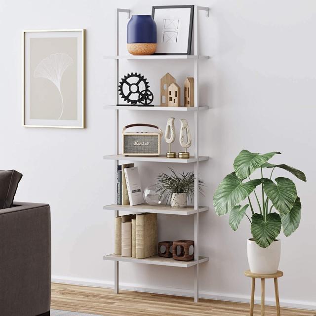 These Modern Bookcases Will Fix Your, Monarch Specialties Ladder Bookcase With Storage Drawers Underneath