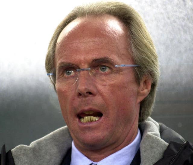 Sven-Goran Eriksson in the Lazio dugout during a match against Leeds