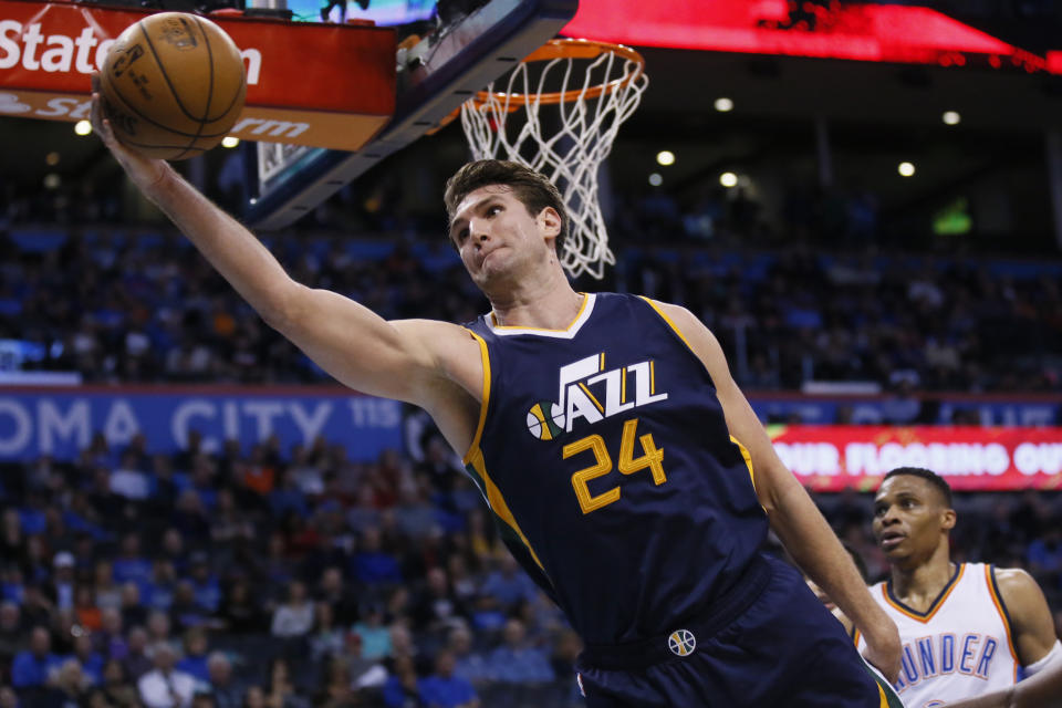 Jeff Withey averaged 2.9 points and 2.4 rebounds in 51 games for the Jazz last season. (AP)