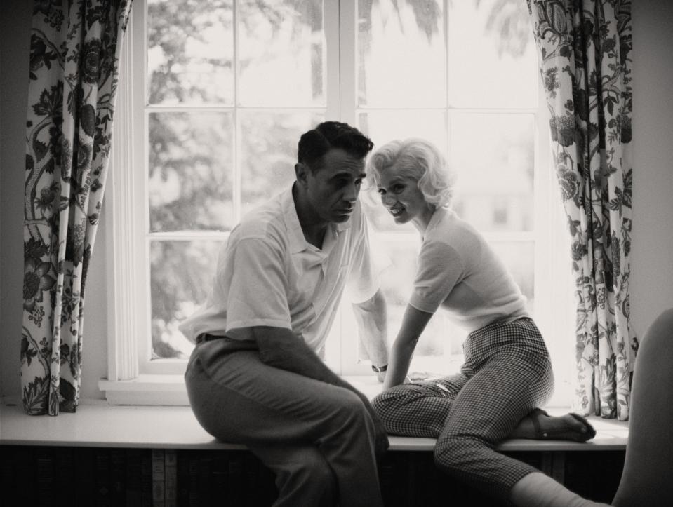 Bobby Cannavale (left) as The Ex-Athlete and Ana de Armas (right) as Marilyn Monroe.