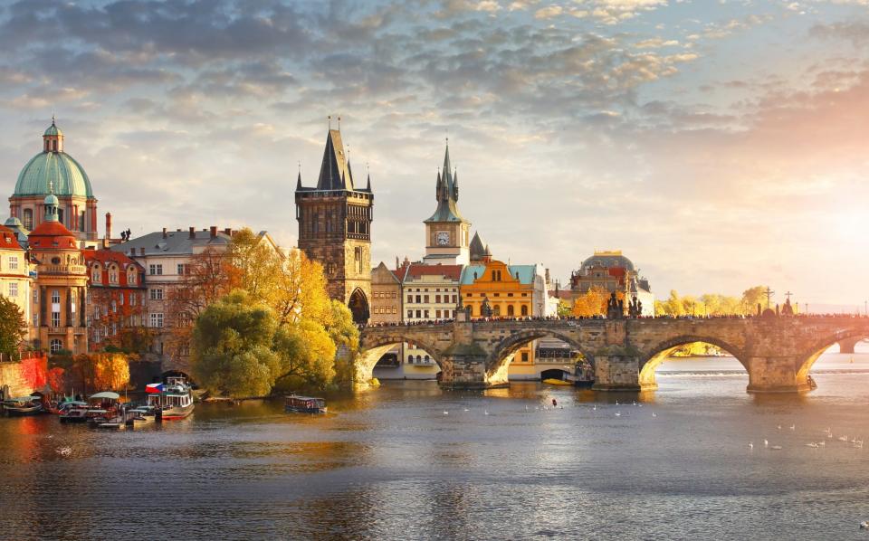 Vltava river and Charles bridge in Prague