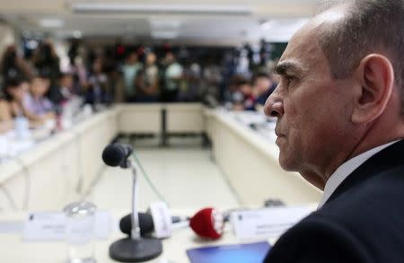 Brazil's Health Minister Marcelo Castro listens to a question during a news conference in Brasilia, Brazil, February 11, 2016. REUTERS/Adriano Machado