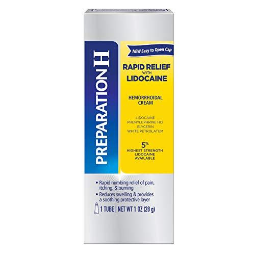 <p>Rapid Relief Hemorrhoidal Cream</p><p>amazon.com</p><p>$26.64</p><p><a href="https://www.amazon.com/dp/B07PQY2SLP?tag=syn-yahoo-20&ascsubtag=%5Bartid%7C2141.a.34339058%5Bsrc%7Cyahoo-us" rel="nofollow noopener" target="_blank" data-ylk="slk:Shop Now;elm:context_link;itc:0;sec:content-canvas" class="link rapid-noclick-resp">Shop Now</a></p><span class="copyright">amazon.com</span>