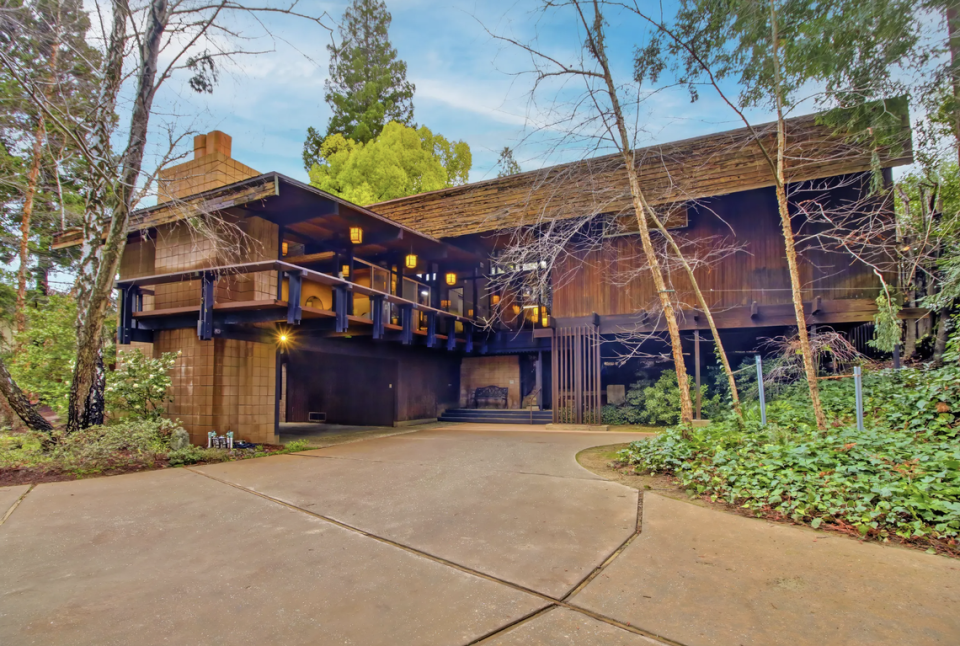 The home sits on a hill overlooking Shelfield Drive in Carmichael, California.