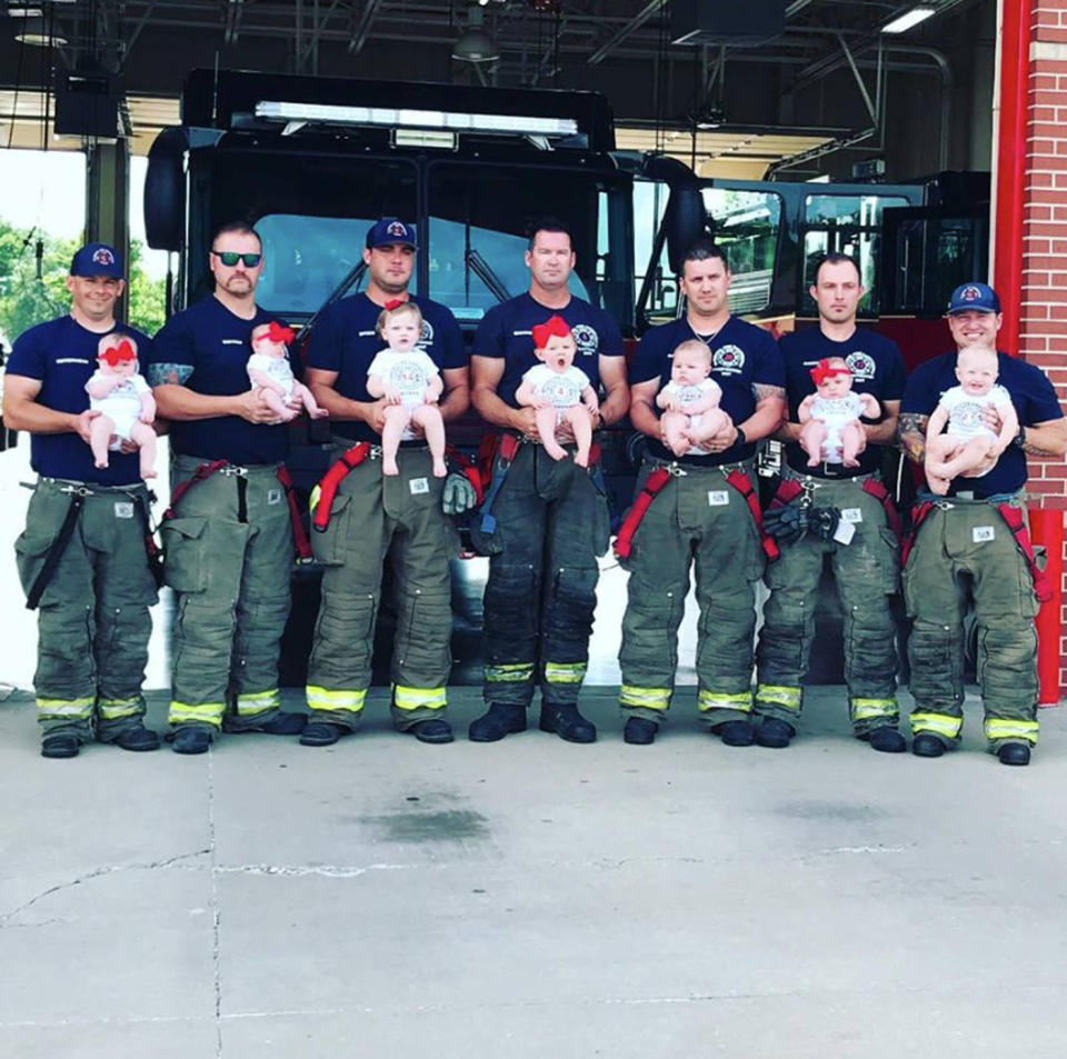 Seven firefighters in the same department have welcomed new babies within 15 months of each other. Photo: Glenpool Fire Department