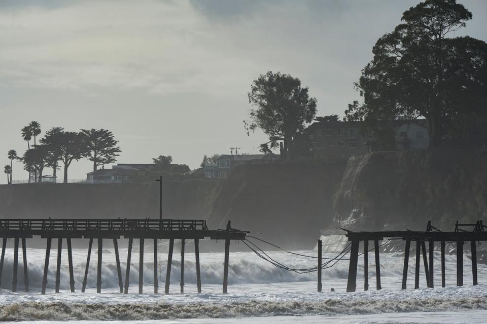 Storm surges damaged the pier in Capitola, California (Copyright 2023. The Associated Press. All rights reserved.)