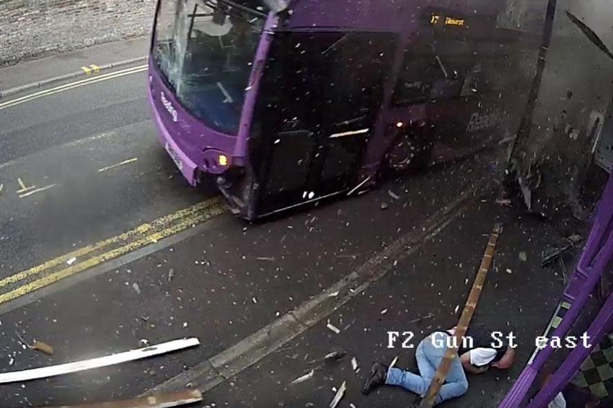 Dramatic footage shows debris flying everywhere during the crash (PA)