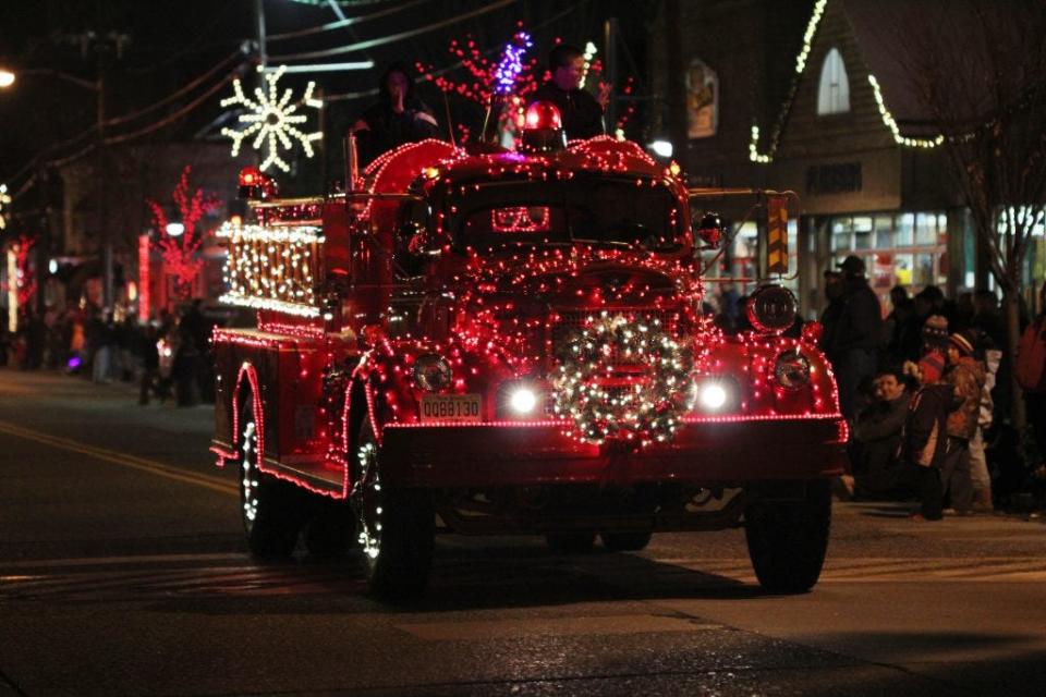Decorated fire trucks will ride down Haddon Avenue during the Parade of Lights in Haddon Township in this file photo.
