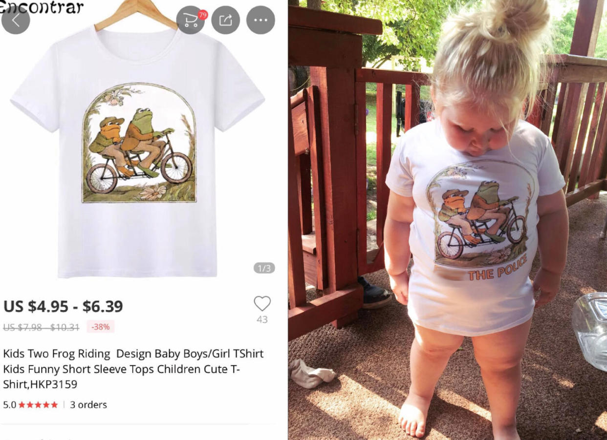 A mother was shocked to see that the shirt she ordered from a Chinese retailer for her three-year-old included a profane slogan. (Photo: Facebook)