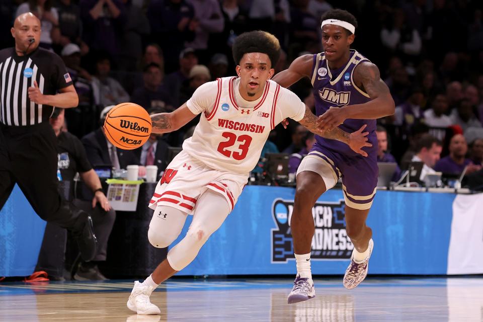 Former Wisconsin guard Chucky Hepburn (23) is ranked highly by Evan Miyakawa.