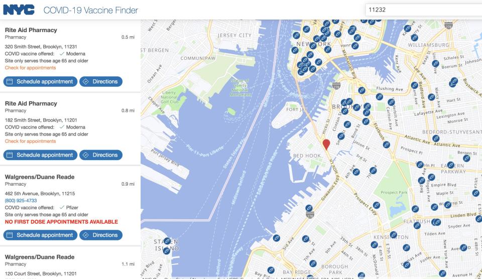 NYC covid-19 vaccine finder