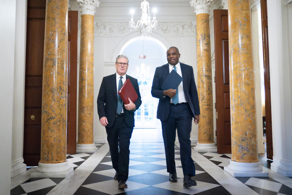 Prime minister Sir Keir Starmer (right) and foreign secretary David Lammy at the British ambassador’s residence in Washington before a meeting with with US President Joe Biden (Stefan Rousseau/PA Wire)