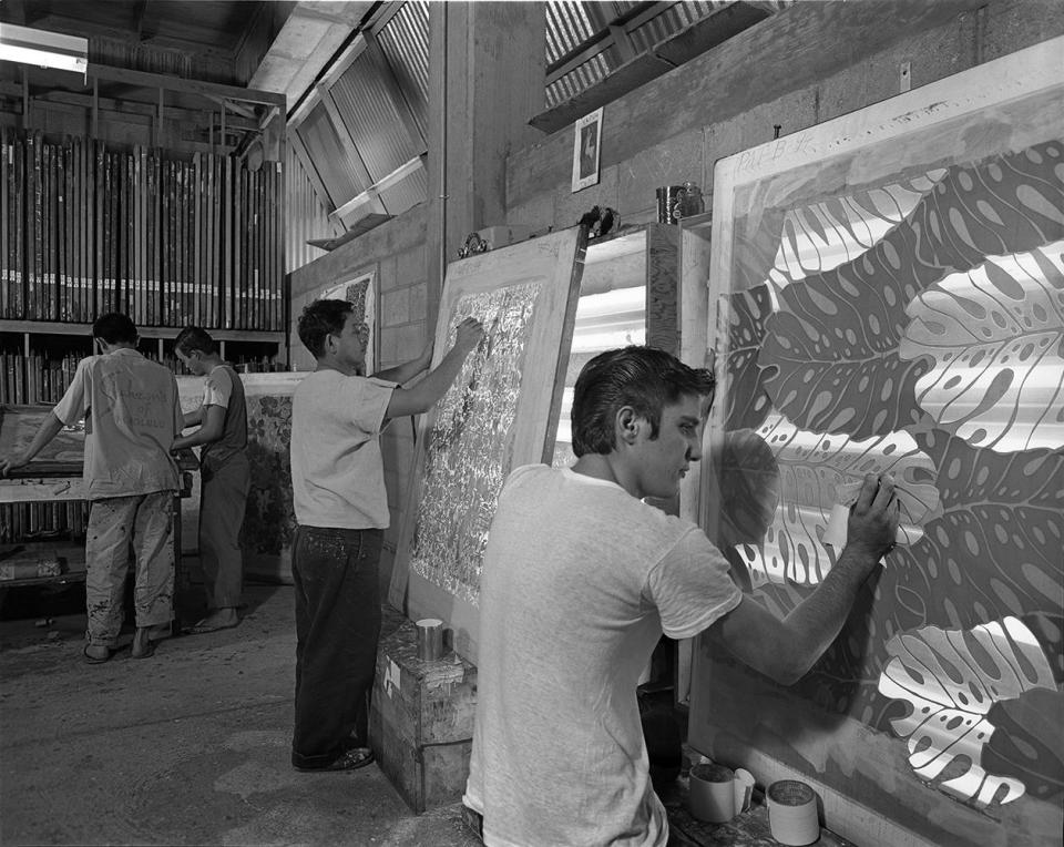 Shaheen’s silk screen artists in the studio, 1957.