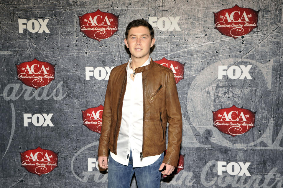 Singer Scotty McCreery arrives at the American Country Awards on Monday, Dec. 10, 2012, in Las Vegas. (Photo by Jeff Bottari/Invision/AP)