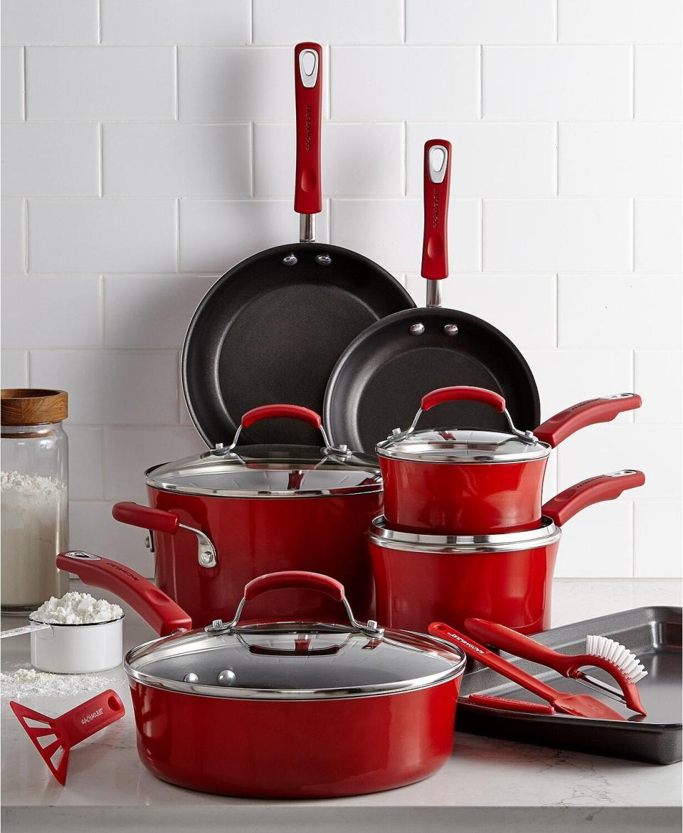 You can count on this Rachael Ray cookware set to do just about anything. It includes different sauce pans, a saut&eacute; pan and stock pot, skillets and even a cookie sheet. Plus, it's top-rated, too. <a href="https://fave.co/2H1ILOh" target="_blank" rel="noopener noreferrer">﻿Originally $300, get the set now for $120 at Macy's</a>.