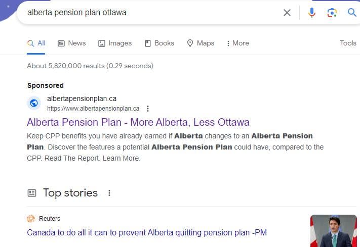 The Alberta government's ads about quitting the Canada Pension Plan stress the positives of that idea, and this one uses an old grassroots Alberta-first, anti-Ottawa slogan to make its pitch.