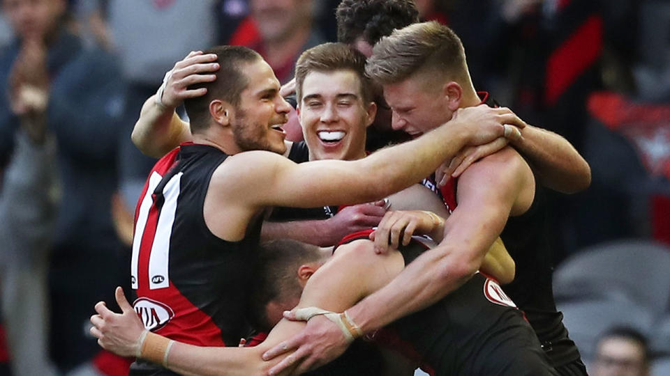 Seen here, Zach Merrett has been dropped from Essendon's leadership group for 2020.