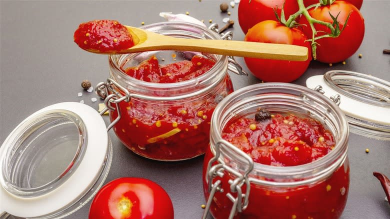 Jars of tomato jam