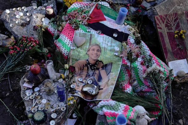 PHOTO: A makeshift memorial for slain environmental activist Manuel Esteban Paez Teran near Atlanta, Georgia, on Feb. 6, 2023. (Cheney Orr/AFP via Getty Images)