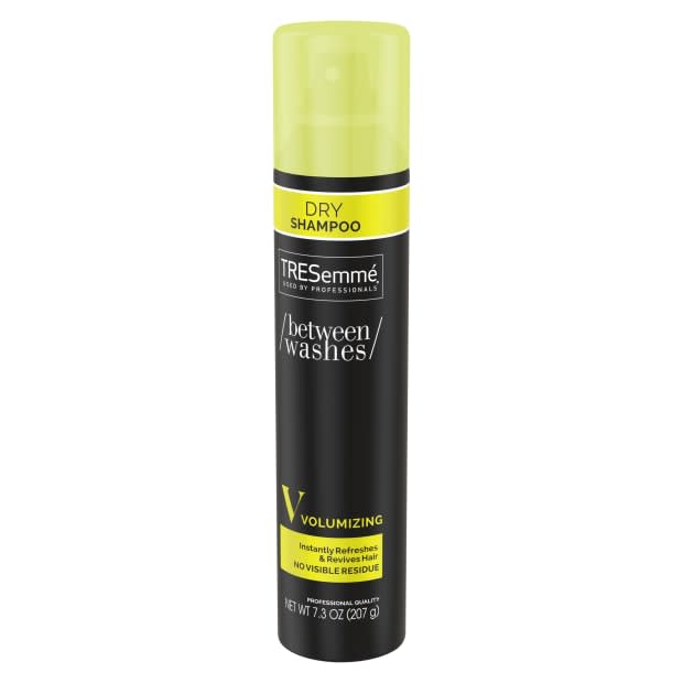 <p><strong>Tresemmé </strong><strong>Between Washes Volumizing Dry Shampoo</strong><strong>, $5.99, <a href="https://shop-links.co/1663842313205993122" rel="nofollow noopener" target="_blank" data-ylk="slk:available here;elm:context_link;itc:0;sec:content-canvas" class="link ">available here</a>. </strong>"I love this shampoo for absorbing excess oil that can cause hair to fall flat and lifeless," says hairstylist <a href="https://fashionista.com/tag/justine-marjan" rel="nofollow noopener" target="_blank" data-ylk="slk:Justine Marjan;elm:context_link;itc:0;sec:content-canvas" class="link ">Justine Marjan</a> (who is also a spokesperson for the brand). "It leaves a dry feeling in the hair, and I usually massage it into the roots to build lift or mist though ends to build body."</p>