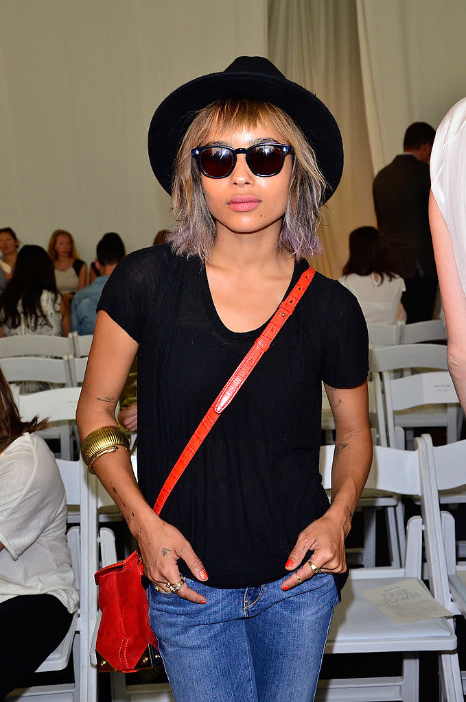 Zoe Kravitz sported pastel purple ends in 2013. (Photo Getty)