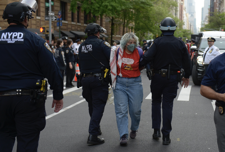 Woman with blue hair is arrested