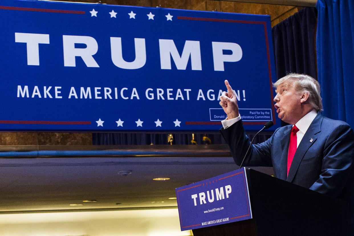 Donald Trump announces his candidacy for the presidency on June 16, 2015. 