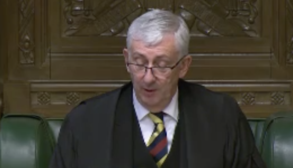 Sir Lindsay Hoyle during his scathing attack on the government on Wednesday. (Parliamentlive.tv)