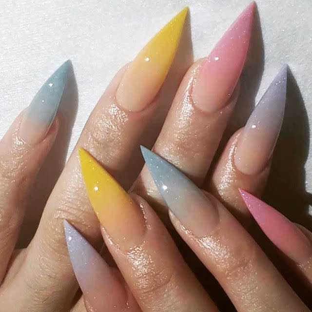 <p>Don't be fooled by their dreamy colours, these shimmery sharps are fierce. </p><p><a href="https://www.instagram.com/p/B9P5Pp0nNRB/" rel="nofollow noopener" target="_blank" data-ylk="slk:See the original post on Instagram" class="link ">See the original post on Instagram</a></p>