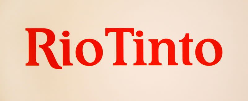 FILE PHOTO: A Rio Tinto logo is displayed on the front of a wall panel during a news conference in Sydney