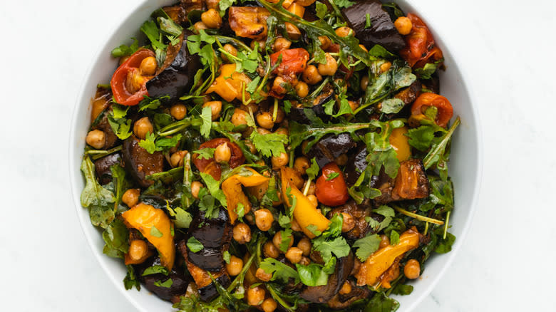 Roasted veg salad in bowl