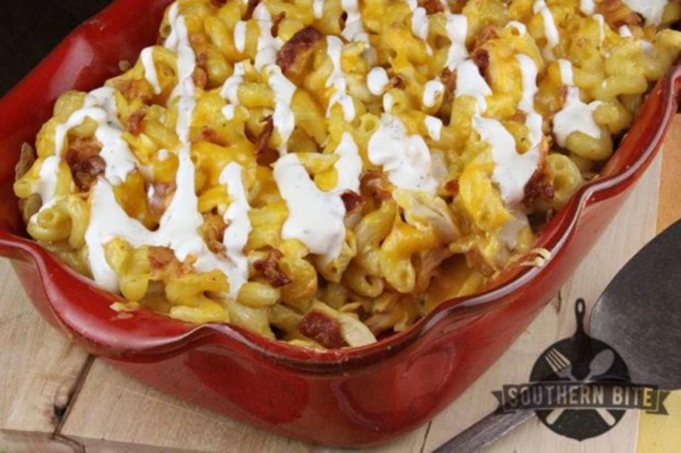 <p>Southern Bite</p><p>Even picky eaters can't argue with chicken, bacon and ranch!</p><p><strong>Get the recipe: <a href="https://southernbite.com/chicken-bacon-ranch-mac-and-cheese/" rel="nofollow noopener" target="_blank" data-ylk="slk:Chicken Bacon Ranch Mac n Cheese;elm:context_link;itc:0;sec:content-canvas" class="link ">Chicken Bacon Ranch Mac n Cheese</a></strong></p>