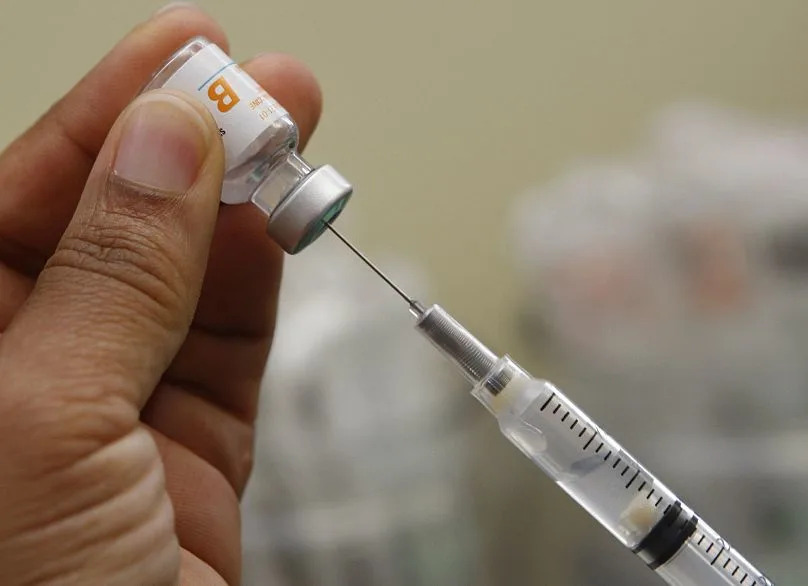 A hepatitis B vaccine is being ready to be administered at an immunisation and travel clinic in the US.