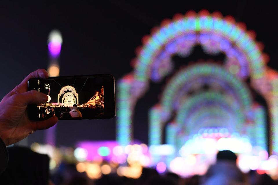 Winter Wonderland’s neon arches, the background of many a couple’s photoshoot (PA)