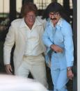 <p>Woody Harrelson and Justin Theroux get into full character while filming <em>The White House Plumbers</em> in Redondo Beach, California on Oct. 18.</p>