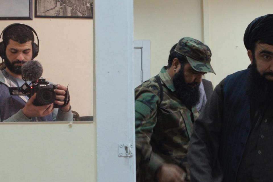 Filmmaker Ibrahi Nash’at filming the Taliban in 'Hollywoodgate.'